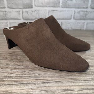 Andiamo Women’s Brown Suede Mule Heels Size 9.5 Slip On Square Toe New